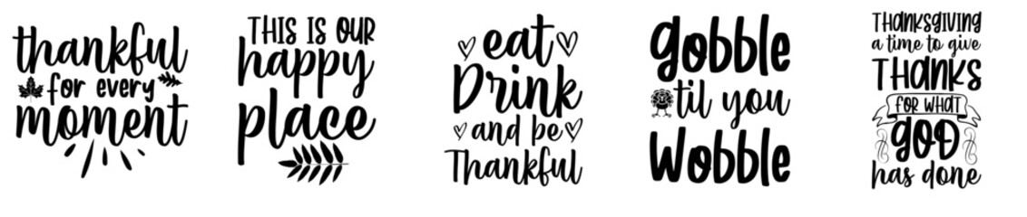 Minimal Thanksgiving Bundle Invitation, Phrases Collection Vector Illustration for Infographic, T-Shirt Design, Motion Graphics © David