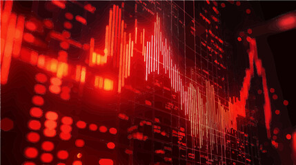 Vector illustration of a complex red financial graph showing market instability and downturns. Ideal for illustrating market risks or economic uncertainty.