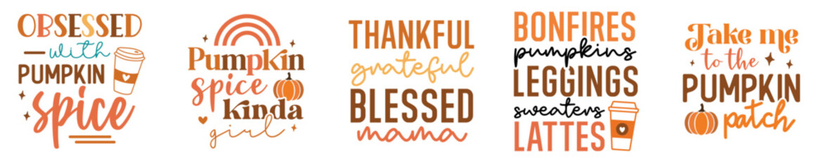 Modern Thanksgiving Bundle Typography, Calligraphy Pack Vector Illustration for Mug Design, T-Shirt Design, Newsletter