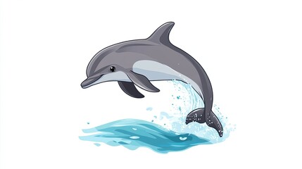 Fototapeta premium A Gray Dolphin Leaping from Ocean Water