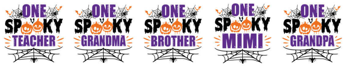 Decorative One Spooky Family Bundle Typography, Calligraphy Pack Vector Illustration for Flyer, Announcement, Icon