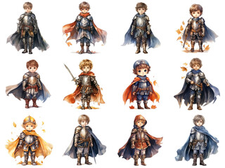 Fototapeta premium Twelve Young Knights in Various Armor and Cloaks
