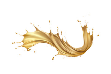 Golden liquid flowing and splashing, ideal for beverage or luxury product advertising, cosmetic marketing, or abstract design projects