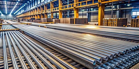 Steel bars welded together in a factory setting