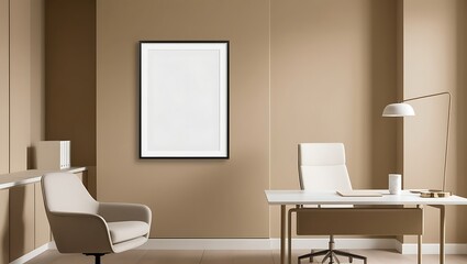 Frame Poster Mockup Set in a Sleek Office Space, Great for Featuring Modern Business Posters, Creative Art