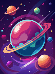 Fototapeta premium Colorful Planets in a Cosmic Landscape