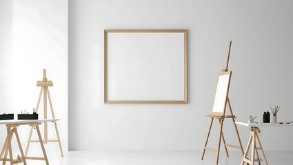 Stylish Frame Mockup with a Modern Interior Design, Ideal for Presenting Art, Photography, or Posters in a Living Room Scene