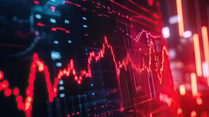 Red Stock Market Data Display on a Screen