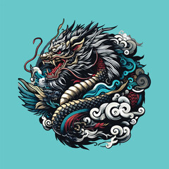 an illustration design that seamlessly combines the ferocity of a dragon with mystical allure 22