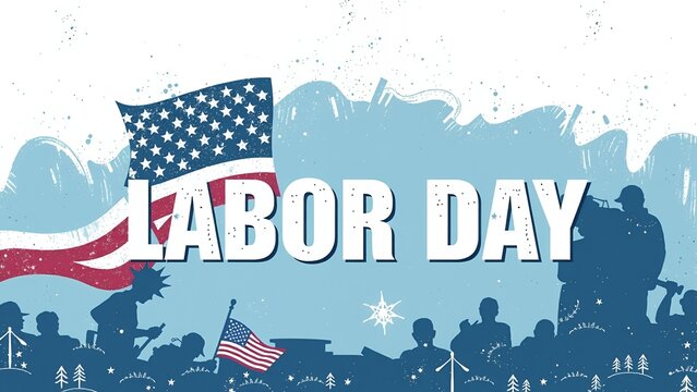 Happy Labor Day! A festive illustration of the American holiday.