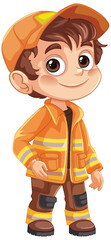 Young Firefighter in Uniform