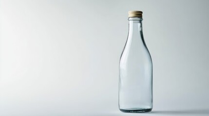 Empty Glass Bottle with a Golden Cap
