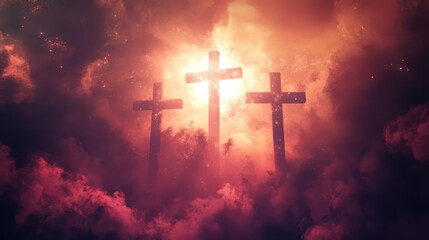Fototapeta premium 3 Burning Crosses