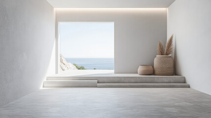 Mediterranean minimalist modern villa in neutral colors with minimal decor