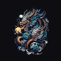 an illustration design that seamlessly combines the ferocity of a dragon with mystical allure 27