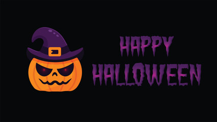 Halloween wallpaper with jack o lantern in witchs hat