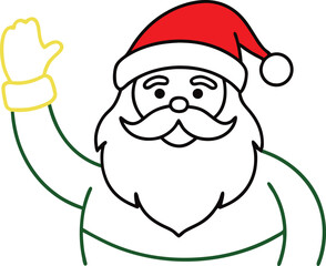Clean and modern Santa Claus illustration in minimal line art emphasizing a sleek festive design
