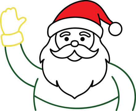 recommend clip art: Clean and modern Santa Claus illustration in minimal line art emphasizing a sleek festive design
                    