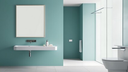 Blank picture frame mockup, interior with artwork mock up on wall. Home staging and minimalism concept