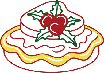 Festive Christmas cake with colorful decorations and sprinkles creating a cheerful holiday treat illustration
