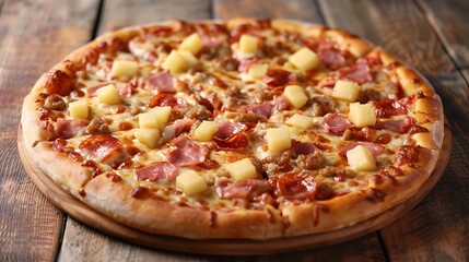 Hawaiian pizza cutout on a plain basic solitary backdrop