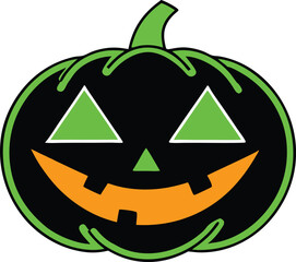 An illustrated Halloween pumpkin face featuring a mischievous expression that captures the playful spirit of the season

