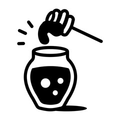 Honey dipper icon in drawing style 