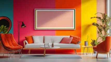 A contemporary frame with a bold, neon border and sleek design.