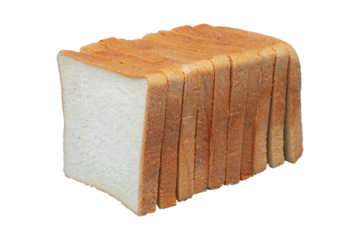 Sliced white bread isolated transparent
