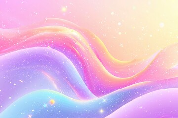 Abstract Pastel Background with Glittering Stars and Waves