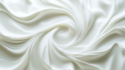 Obraz premium Elegant white silk fabric swirling gracefully in soft waves, showcasing its smooth texture and sheen