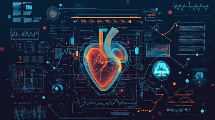 A detailed diagram of a heart monitor displaying various heart rhythms and signals.