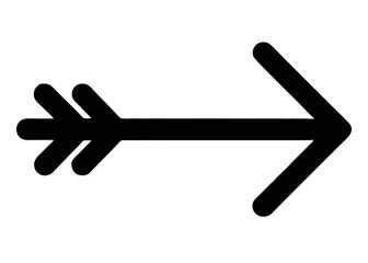 A bold black rightward arrow with an arrowhead, symbolizing direction and movement