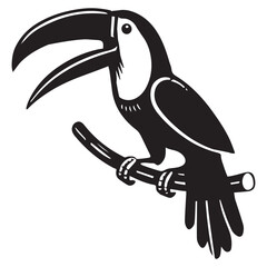 Obraz premium Toco Toucan Silhouette - Black and White Ramphastos toco Vector