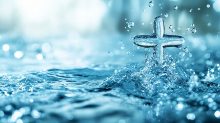 Water Cross Splash  Christian Symbol and Religious Abstract