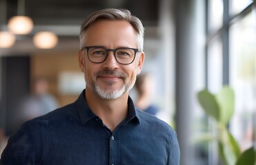 Obraz premium Portrait of a happy middle aged business man,headshot