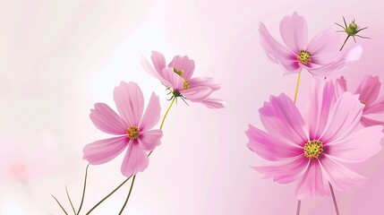 Stunning Pink Flowers with Minimalist Style Background: A Delicate and Elegant Visual. Showcasing Softness and Charm.