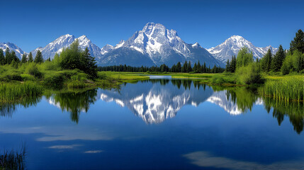 Mountain Reflection in Still Water