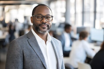 Fototapeta premium portrait of an African American man in business attire,headshot