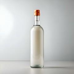 Fototapeta premium A simple yet elegant image of a glass bottle with an orange cap. perfect for showcasing your brand or product.
