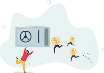 Passive income, easy money earning from investment or stock dividend and profit to be financial freedom concept.flat design with people.