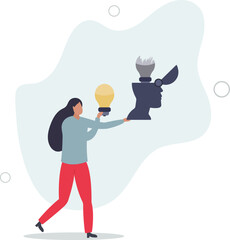 Wisdom, knowledge or creativity to solve problem, intelligence, literature or education to success in work concept.flat design with people.