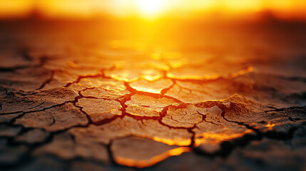 Obraz premium A close-up of the warm orange sun shining on the parched earth