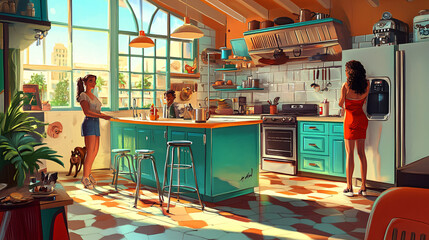 キッチンにいる人々