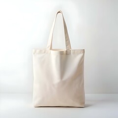 A plain white canvas tote bag isolated on a white background.