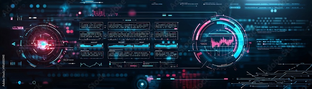 Poster animated dashboard with real-time website traffic analytics, live data visualization, web performanc