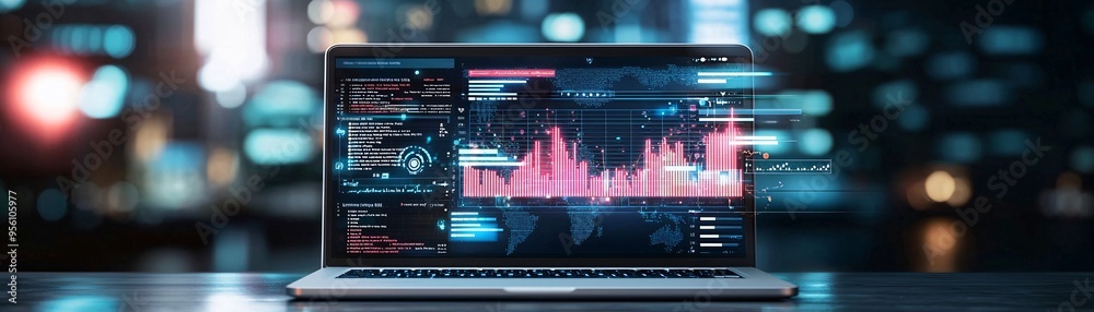 Poster animated dashboard with real-time website traffic analytics, live data visualization, web performanc