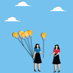 Leader give employee light bulb ballon