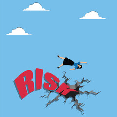 Woman fall down with word rik