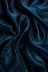Fototapeta premium Deep Blue Silky Fabric with Elegant Folds and Creases, Mesmerizing Texture and Light Play